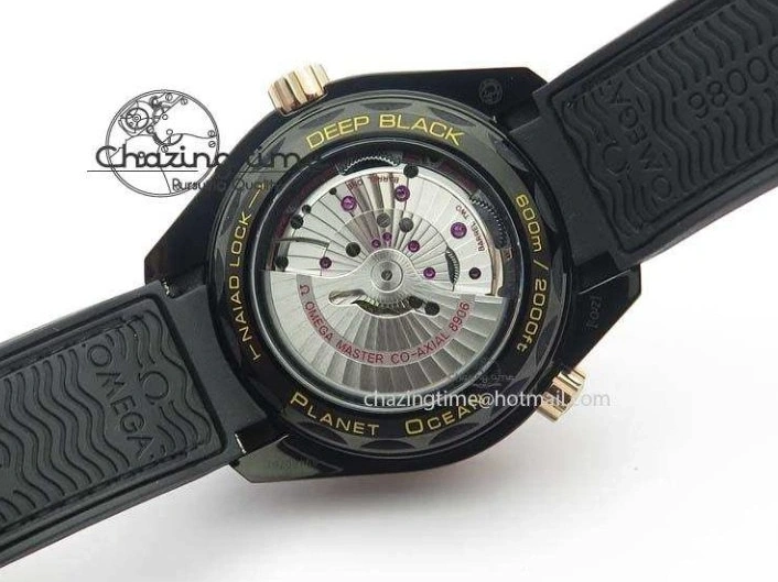 0427 Planet Ocean 45mm GMT DLC RG JHF Best Edition Black Dial On Leather Strap A Soft 8193
